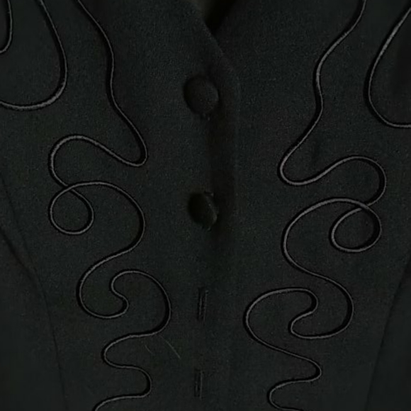 Navy blue wool dress with embroidery, size 10 - Picture 2 of 3